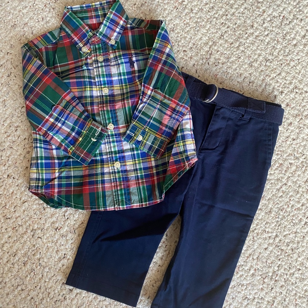 Ralph Lauren 2 piece Plaid Shirt and Pant Set